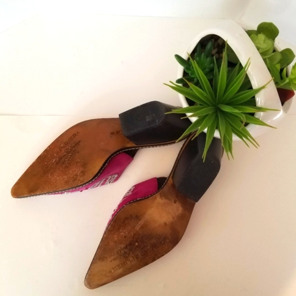 Women's J Pliner western couture pink suede leather mules - Picture 5 of 8